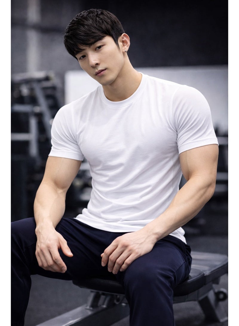 OLUDENIZ Men's Athletic Gym T-Shirt - Breathable, Quick-Dry Sportswear, 90% Polyester, 10% Spandex - Image 1